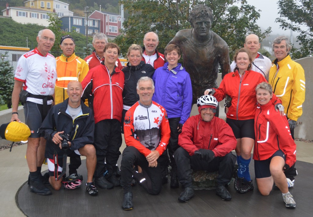 Dan and Joyce with most of the riders at the Terry Fox "Mile '0'" monument.